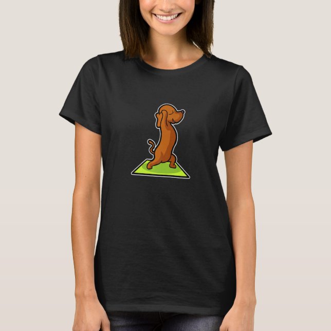 Dachshund Yoga Poses Sport Gymnastics Ohmmm Heartb T-Shirt (Front)
