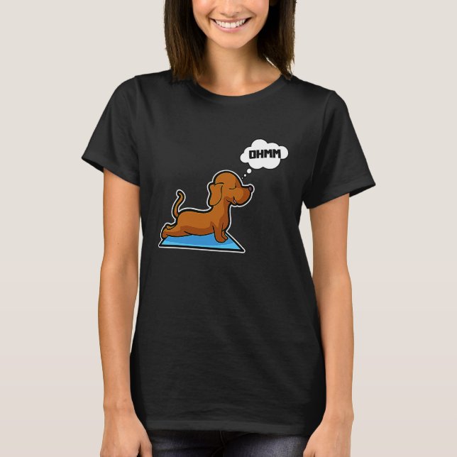Dachshund Yoga Poses Sport Gymnastics Ohmmm Heartb T-Shirt (Front)