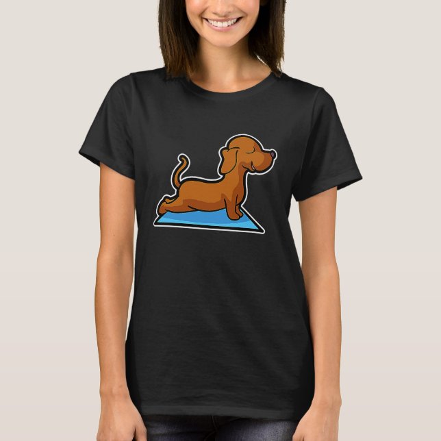 Dachshund Yoga Poses Sport Gymnastics Ohmmm Heartb T-Shirt (Front)