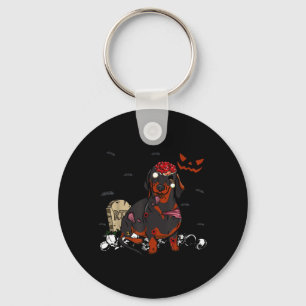 Dachshund Zombie Dog Funny Zombie Dog Halloween Key Ring