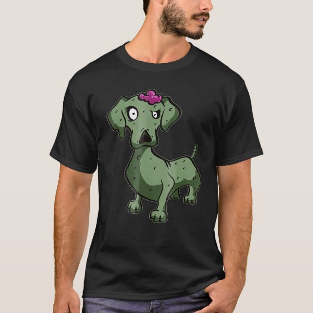 Dachshund Zombie Living Dead Halloween T-Shirt (Front)