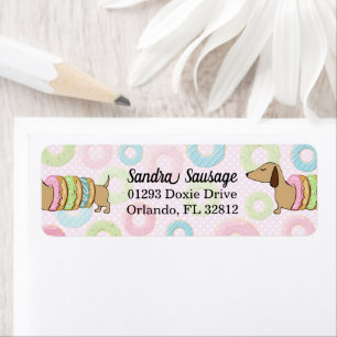 Dachshunds and Donuts Return Address Labels Doxies