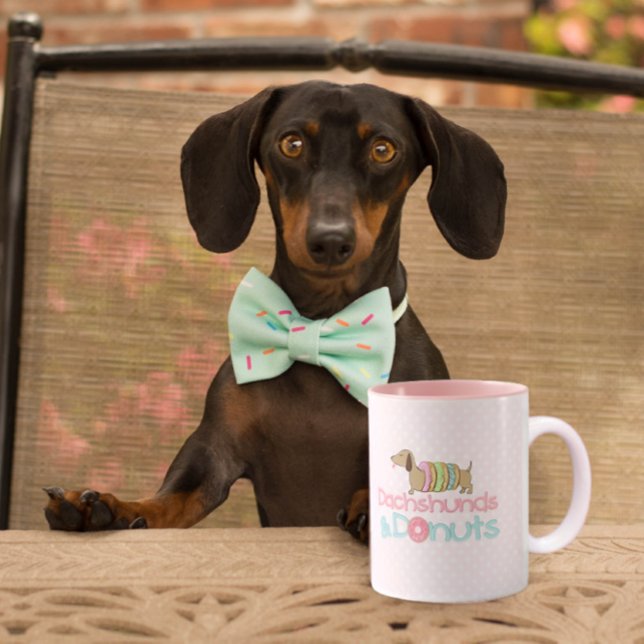Dachshunds and Doughnuts Coffee Mug (Dachshunds & Donuts coffee mug for wiener dog mom coffee drinkers)