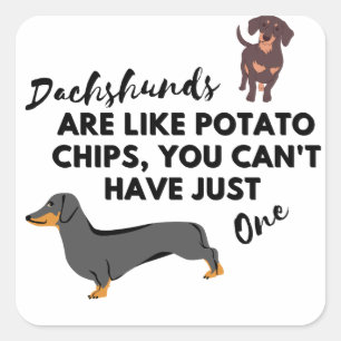 Dachshunds Are Like Potato Chips You Can't Have 1 Square Sticker