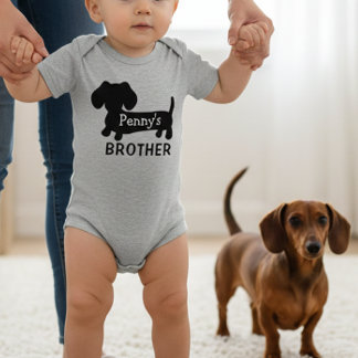 Dachshund's Baby Brother Personalised with Name Baby Bodysuit