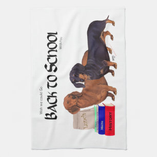 Dachshunds Back to School Tea Towel