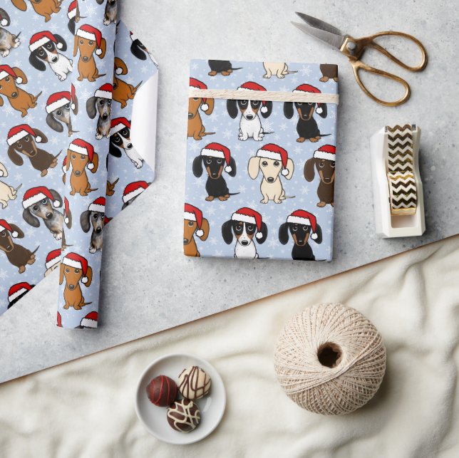 Dachshunds Christmas Cute Wiener Dog Santa Holiday Wrapping Paper (Crafts)