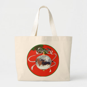 Dachshunds Christmas Ornament Large Tote Bag