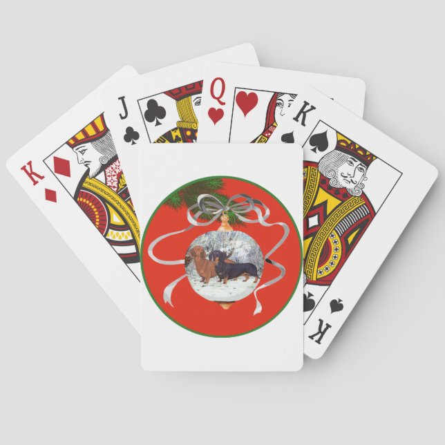 Dachshunds Christmas Ornament Playing Cards (Back)