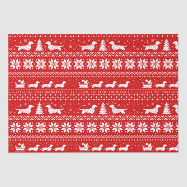 Dachshunds Christmas Sleigh with Squirrel Holiday Tissue Paper (Front)
