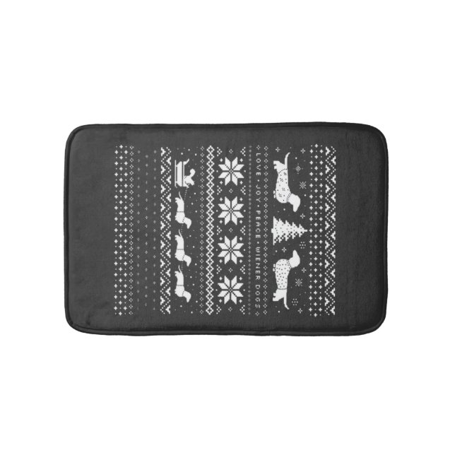 Dachshunds Christmas Sweater Pattern Classic T-Shi Bath Mat (Front)