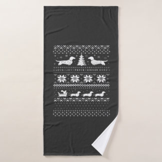 Dachshunds Christmas Sweater Pattern Classic T-Shi Bath Towel