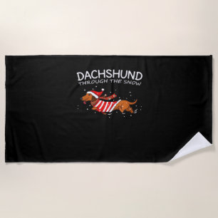Dachshunds Christmas Sweater Pattern Classic T-Shi Beach Towel