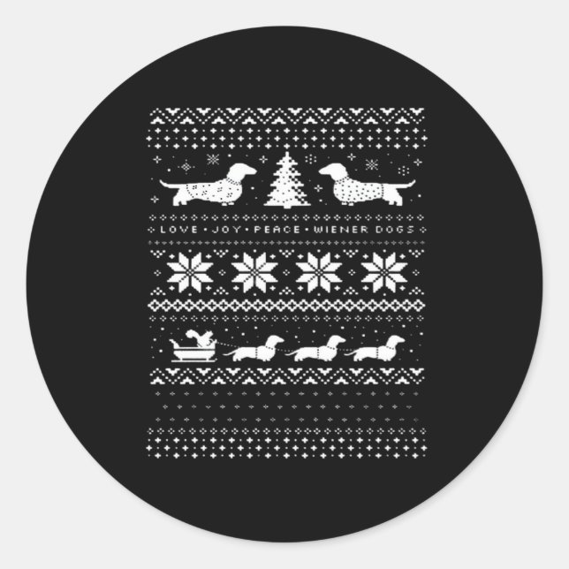 Dachshunds Christmas Sweater Pattern Classic T-Shi Classic Round Sticker (Front)
