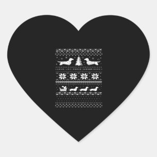 Dachshunds Christmas Sweater Pattern Classic T-Shi Heart Sticker