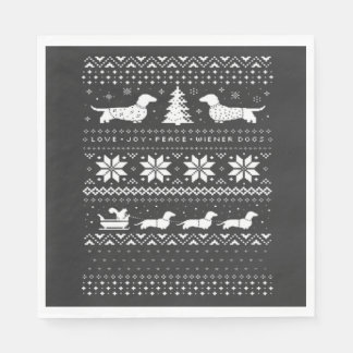 Dachshunds Christmas Sweater Pattern Classic T-Shi Napkin