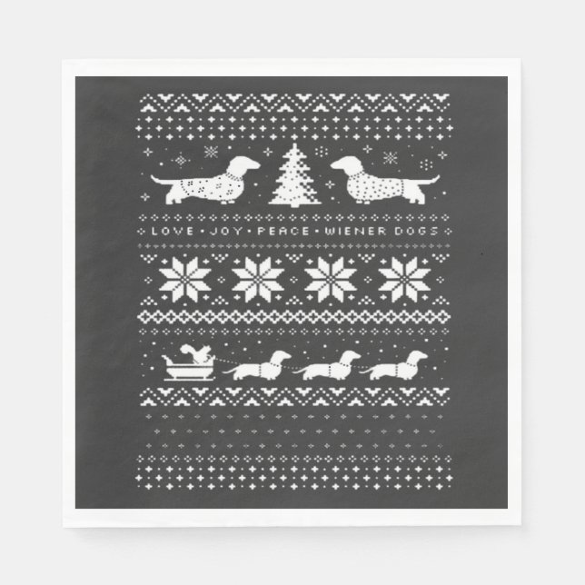 Dachshunds Christmas Sweater Pattern Classic T-Shi Napkin (Front)