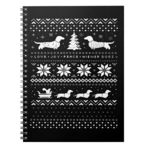 Dachshunds Christmas Sweater Pattern Classic T-Shi Notebook