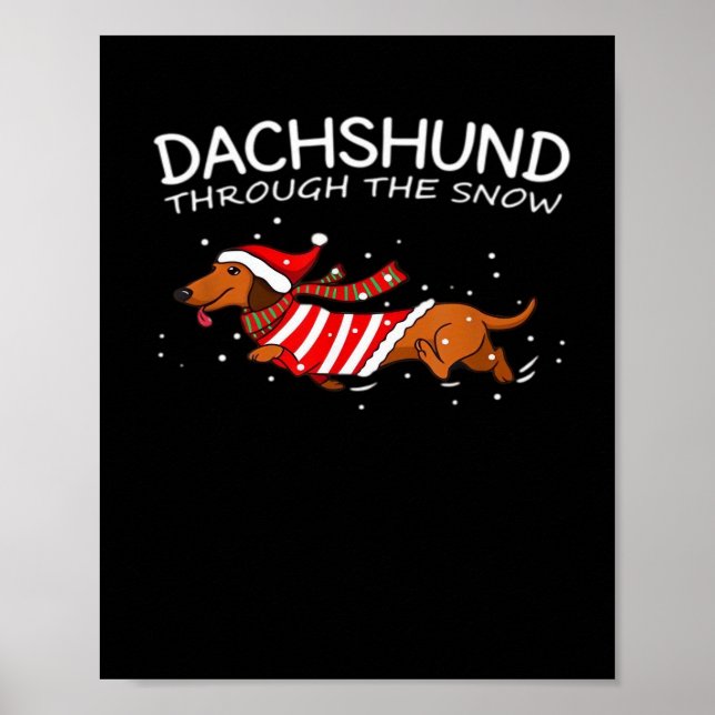 Dachshunds Christmas Sweater Pattern Classic T-Shi Poster (Front)