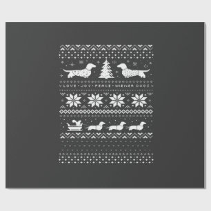 Dachshunds Christmas Sweater Pattern Classic T-Shi Wrapping Paper