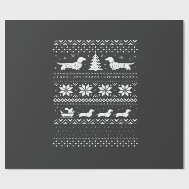 Dachshunds Christmas Sweater Pattern Classic T-Shi Wrapping Paper (Flat)