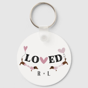 Dachshunds Custom Valentines  Key Ring