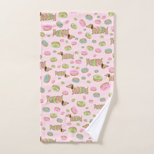 Dachshunds + Donuts Dish Towel + Doxie Hand Towel (Hand Towel)