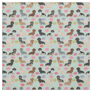 Dachshunds Doughnuts Fabric - cute doxie fabric
