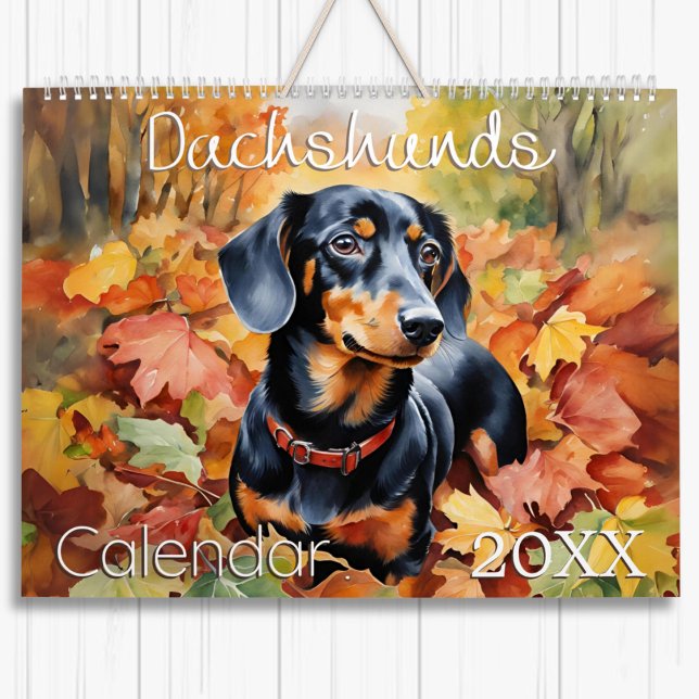 Dachshunds Elegant Watercolor Sausage Dogs Wall Calendar (A wall calendar featuring an illustration of a dachshund for each month of the year)