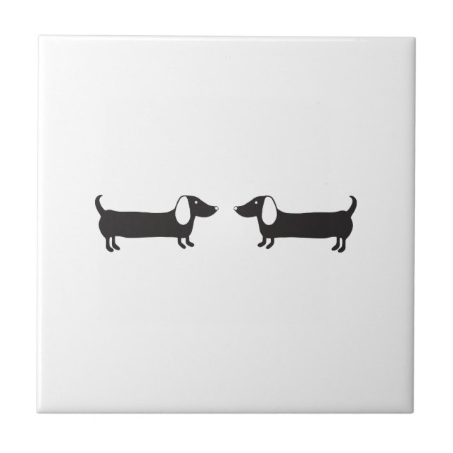 Dachshunds in black and white love tile (Front)
