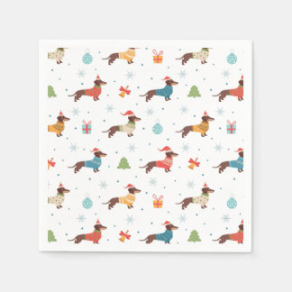 Dachshunds in Christmas Sweaters Pattern Napkin