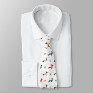 Dachshunds in Christmas Sweaters Pattern Tie
