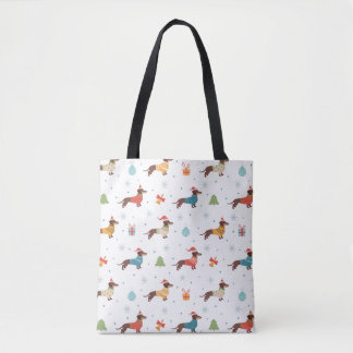 Dachshunds in Christmas Sweaters Pattern Tote Bag