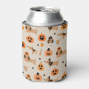 Dachshunds in Halloween Costumes Pattern Can Cooler