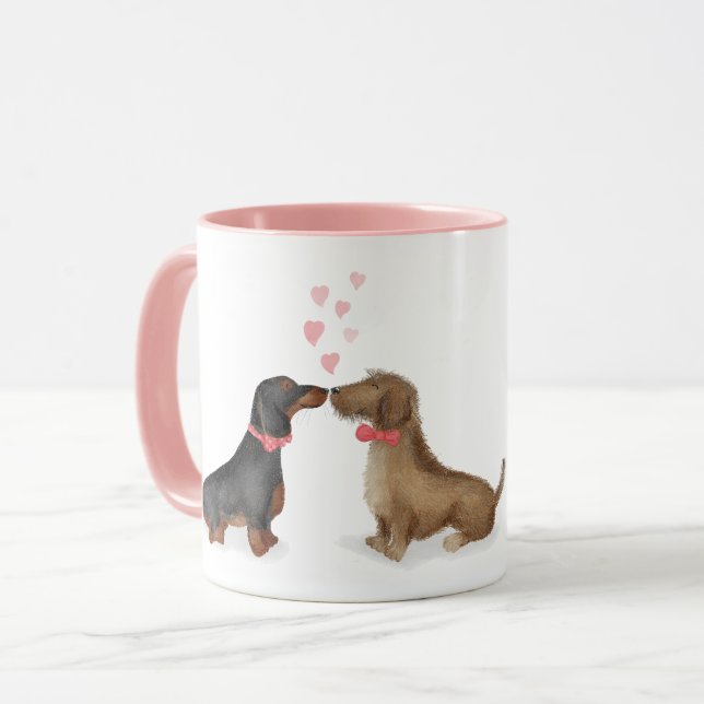 Dachshunds in love personalized mug (two boys) (Front Left)