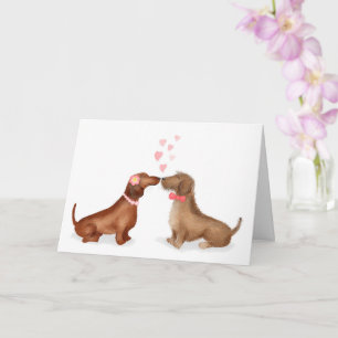 Dachshunds in love Valentine's card (girl/boy)
