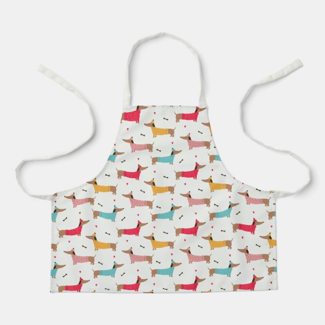 Dachshunds in Sweaters Holiday Pattern Apron (Front)