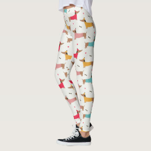 Dachshunds in Sweaters Holiday Pattern Leggings