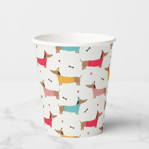 Dachshunds in Sweaters Holiday Pattern Paper Cups