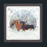 Dachshunds in the Snow Jewellery Box<br><div class="desc">This design is created from my original artwork. Come visit our Shop to see all of my designs on clothing, novelty and gift items! To see this design on ALL of our products please scroll on this product's page to click on the option to Transfer this Design to Other Products,...</div>