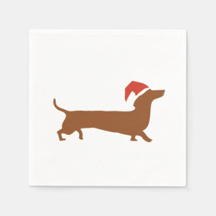 Dachshunds kissing in snow Merry Christmas napkin