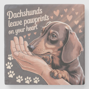 Dachshunds Leave Pawprints On Your Heart Stone Coaster