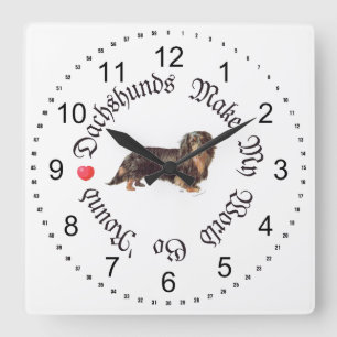 Dachshunds Make My World Square Wall Clock