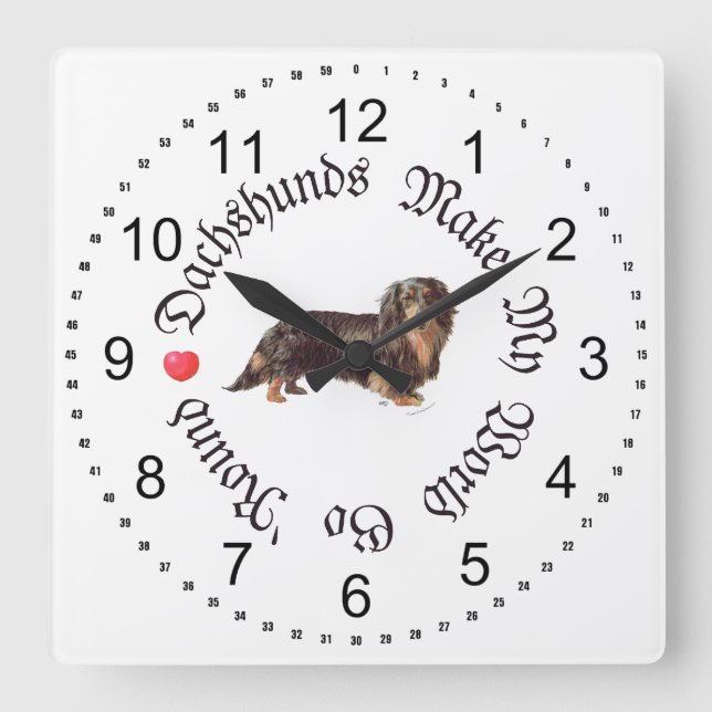 Dachshunds Make My World Square Wall Clock (Front)