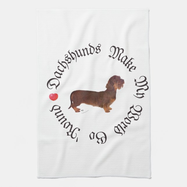 Dachshunds Make My World Tea Towel (Vertical)