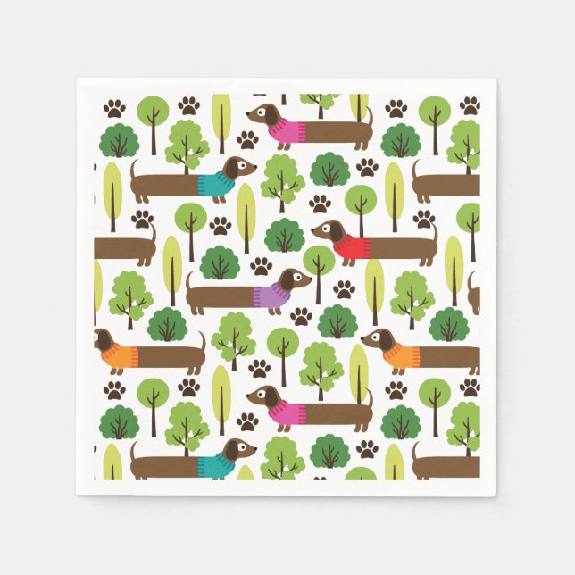 Dachshunds On A Walk In The Park Napkin (Front)