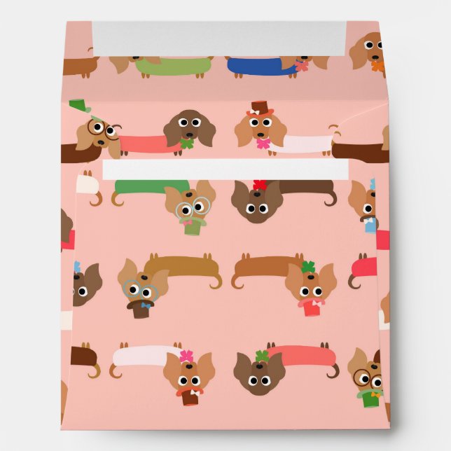 Dachshunds on Pink Envelope (Back (Bottom))