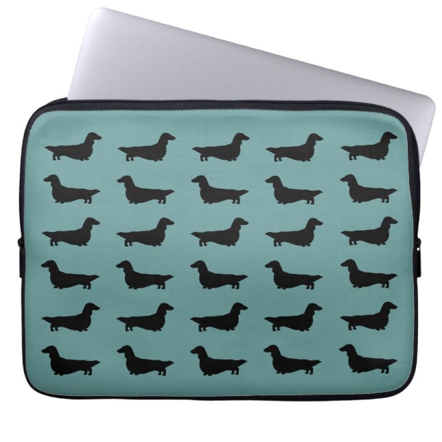 Dachshunds Pattern (Long Haired Dachsies) Laptop Sleeve (Front)