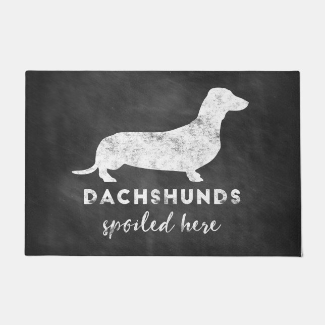 Dachshunds Spoiled Here Vintage Chalkboard Doormat (Front)