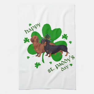 Dachshunds St Patrick's Day Tea Towel